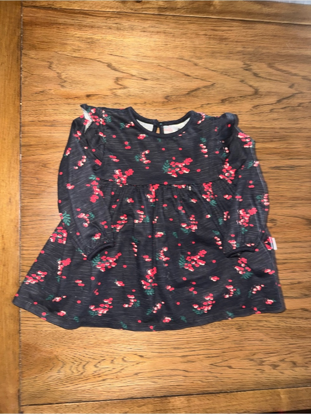Gerber Navy Long-Sleeve Dress with Red Floral Print